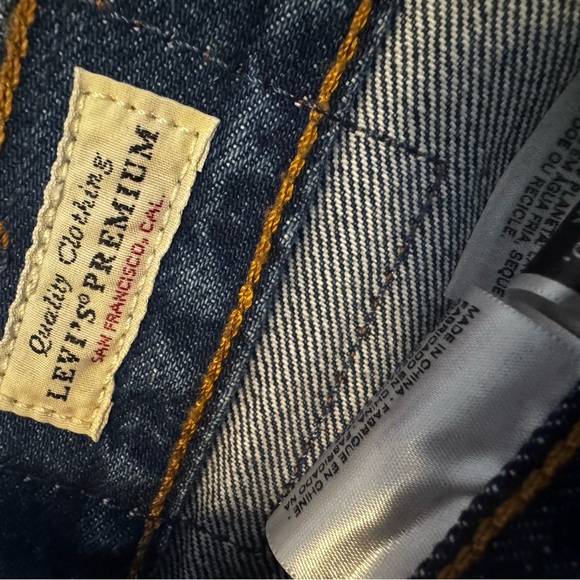 Levi's 501 Dark Blue Distressed Denim Cutoff Shorts - Picture 3 of 4